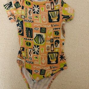 Misha And Puff Graphic Print Kids Bodysuit in Orange and Green